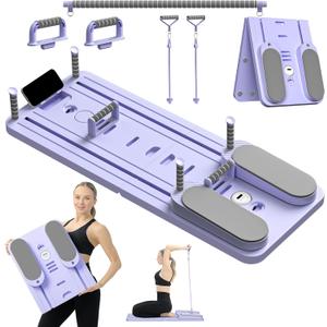 Pilates Board - Pilates Reformer Set, Multi-Purpose Foldable Pilates Reformer Board for Home,11 in 1 Pilates Equipment (Purple)