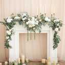 Ling's moment 9FT Spring Flower Garland for Backdrop Decorations - Wedding Arch Flowers, Eucalyptus & Rose, Artificial Floral Garland for Mantel - Sweetheart Table Decor for Reception, White & Sage