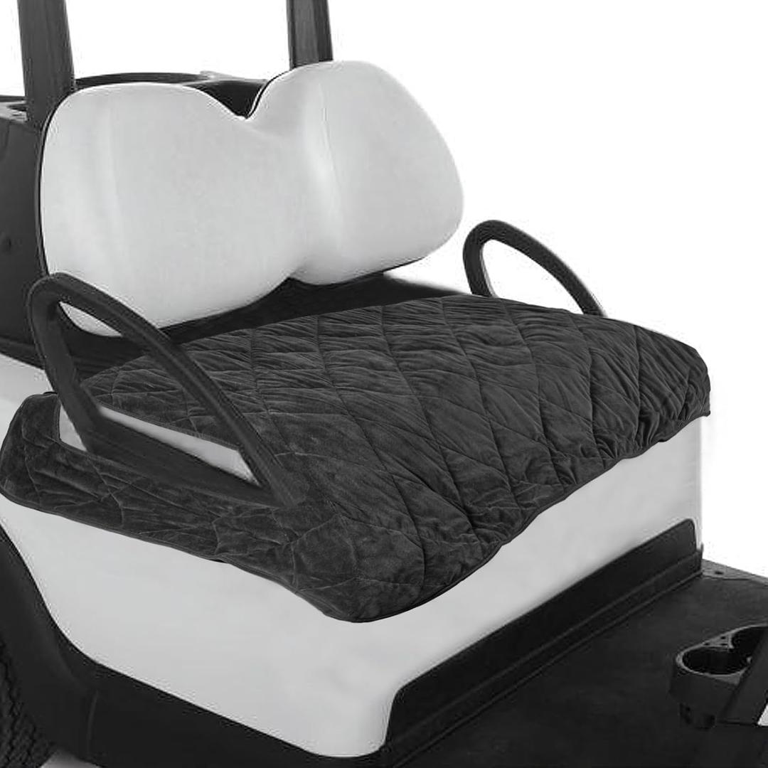 Golf Cart Seat Covers,EZGO Seat Cover,Heavy Duty Golf Cart Seat Blanket,Waterproof Travel Sports Cart Seat Cushion Covers for 2 Person Seats Club Car,Winter Golf Cart Accessories,Golf Cart Seat Cover (Black)