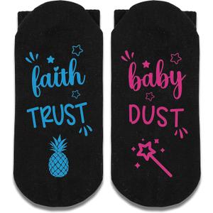 Faith Trust Baby Dust Socks, IVF Gifts, IVF Transfer Day Gift, Funny Socks, Crazy Socks, Novelty Gifts, Casual Cotton Crew Socks Gift. (045)