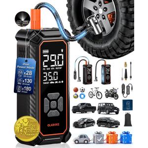 OlarHike Cordless Tire Inflator Portable Air Compressor, Dual Power Mode - 9000 mAh & 12V DC, Air Pump for Car Tires, Motorcycle, Bicycle, Electric Pump with LED Light & Digital Pressure Gauge (9000mAh (SUV&Pickup Truck))