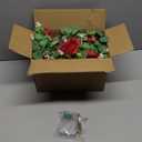 Dolicer 2Pcs 13Ft Artificial Eucalyptus Garlands with Flowers - 8 Roses, Faux Floral Greenery Garlands with 13Ft String Lights Fake Flowers Vines for Wedding Table Centerpieces Arch Party Decor (Red)