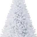 White Artificial Christmas Tree, 6ft Premium Unlit Hinged Spruce Full Tree, with 1000 Branch Tips and Metal Stand, Easy Assembly, for Indoor and Outdoor Use