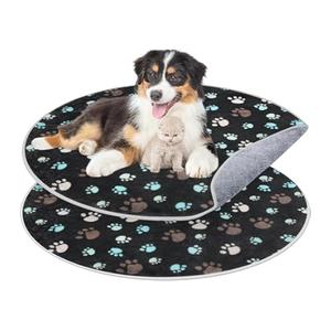 2 Pack 32" Round Whelping Pads for Dogs Washable Pee Pads for Dog Waterproof Pee Pads Black Reusable Puppy Pads Pet Training Pads Absorbent Floor and Bed Mat Fleece Pee Pad for Potty