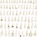Julie Wang 30PCS Alloy Enamel Charms with Lobster Clasps, Assorted Fruit Flower Hearts Shells Starfish Designs Pendants for Gift Wrapping, Zipper Pulls, Keychains, Bags Decoration