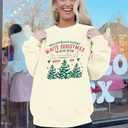 MYHALF Womens White Christmas Sweatshirt Crewneck Christmas Tree Graphic Shirts Oversized Xmas Pullover Sweater (Apricot)