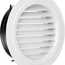 8 Inch Soffit Vent,HG Power Round Vent Cover with Built-in Screen Mesh, ABS Louver Round Air Vent Ceiling Diffuser for Exhaust Fan, Bathroom, Office and Home HVAC Ventilation, 200mm, White