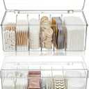 2 Pack Lash Extension Organizer, Clear Small Eyelash Cart Storage Boxes with 6 Compartments, Separated Large Capacity Eyelash Extension Supplies Storage Container for Lash Techs