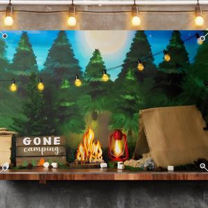 Gone Camping Backdrop for Photoshoot Camping Themed Party Decorations for Classroom Happy Camper Banner Photography Backdrops Background for Birthday Party Decoration Supplies Polyester 71x43in