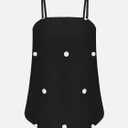 SOLY HUX Women's Polka Dots Matching Set Sleeveless Camisole Top and Pants 2 Piece Summer Outfits (Black, L)