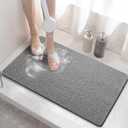 HITSLAM Shower mat Non Slip, 24 x 16 Inch Bath Mat for Tub with Drain Holes, Soft PVC Loofah Bathtub Mat Non Slip, Quick Drying Bathroom Shower Mat, Grey