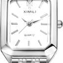 JewelryWe Women's Square Quartz Watch: Ladies Gold Analog Quartz Elegant Bracelet Watches with Detachable Strap Wristwatch for Mother's Day