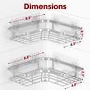 Sakugi Corner Shower Caddy - 2 Pack, Adhesive Shower Organizers, Rustproof Stainless Steel Shower Shelves with 8 Hooks, No Drilling Bathroom Organizers and Storage Racks, Space-Saving, Silver, Large