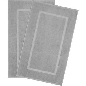 Cotton Paradise 100% Cotton Bath Mats for Bathroom Floor Set of 2 Pack, 20x34 Soft Absorbent Washable Quick Dry Tub Bathmat, Light Gray Towel Bath Mat