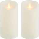 Mikasa White Realistic LED Flameless Pillar Candles, Set of 2 3x6 Inch