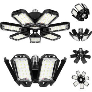 Aoretic LED Garage Lights Bulb 2 Pack 200W 20000LM 6500K Led Shop Light with 7 Plus 1 Deformable Panels Basement Barn Ceiling Lights for E26/E27