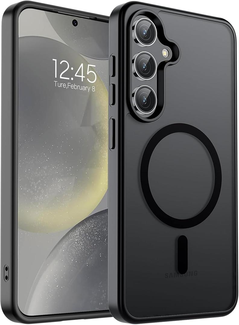 SUPFINE Magnetic for Samsung Galaxy S24 Case / S25 Case(Compatible with MagSafe) (Military Grade Drop Protection) Slim Translucent Shockproof Phone Case,Black