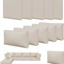 Aoxun 11pcs Patio Cushion Covers Replacement, Waterproof Outdoor Furniture Cushion Covers with Zipper and Non-Slip Bottom, Patio Sofa Couch 3 Sizes for Patio Sectional, Covers Only (Beige)