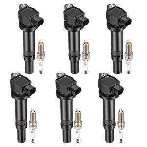 BDFHYK 6 Ignition Coil Pack UF558 and 6 Iridium Spark Plug 4469 Compatible with Kia 07-11 Rondo,07-10 Magentis,06-10 Optima,Compatible with Hyundai 07-09 Santa Fe V6 2.7L Coil for 5C1624 GN10441 C1567
