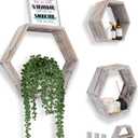 Comfify Rustic Wall Mounted Hexagonal Floating Shelves Set of 3 Honeycomb Shelves - Farmhouse Decor Honeycomb Wall Decor - Rustic White