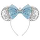 Mouse Ears Headbands for Women Blue Bow Mouse ear Headband Sequin Hairbands Birthdays Party Hair Accessories