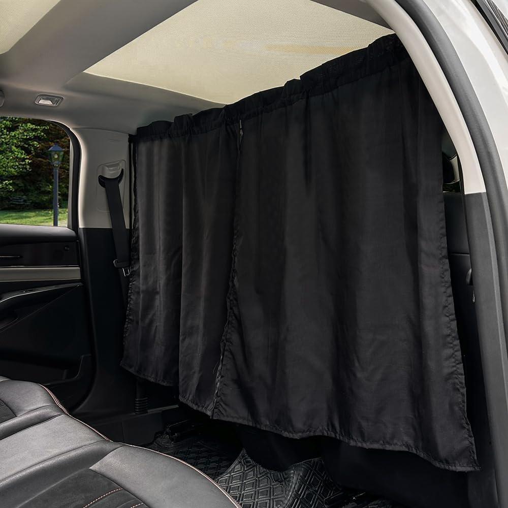 Partition Curtains in The car Black Privacy Protection Anti-Peeping (Black-3pcs Curtain Set)