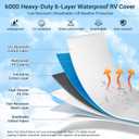 600D Oxford Fabric RV Cover 22-24ft Travel Trailer Cover, Multi-Layer Breathable Rip-Stop Camper Cover with Water-Resistant Coating, Repair Kit, Gutter Protection, Tire Straps