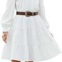 Sunny Spirit Girl's Long Sleeve Dress Tween Fall Formal Party Midi Tiered Flowy Swing Dresses 13-14 Years