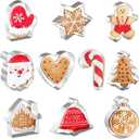 Christmas Cookie Cutters 10 PCS, 3'' to 3.5'', Santa Face, Gingerbread Man, House, Christmas Tree, Bell, Mitten