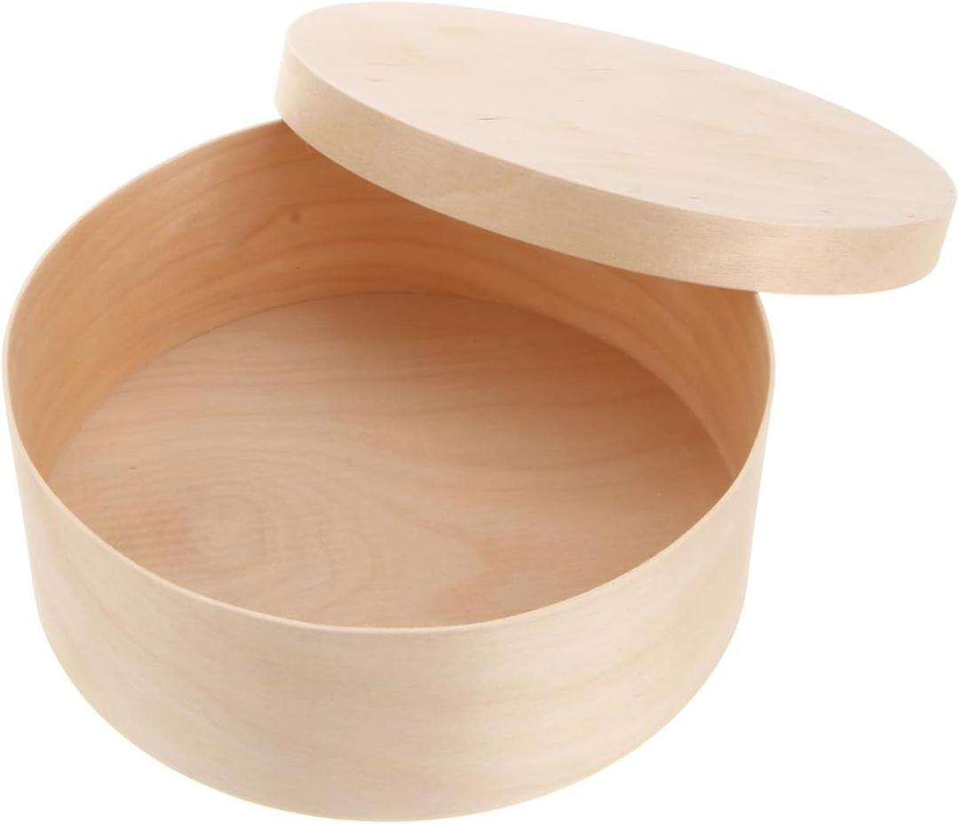 Cabilock Round Cheesecake Box 5.51 Inch Wooden Cake Container with Lid Natural Food Storage Case for Bakery Dessert Presentation and Packaging