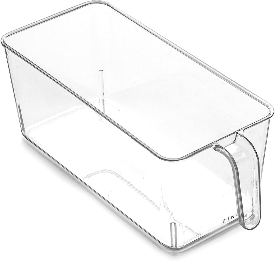 BINO | Clear Storage Organizer, Medium | THE HOLDER COLLECTION | Clear Containers for Organizing with Built-in Handles | Pantry Organization and Storage | Fridge Organizer | Smart Bin Cabinet