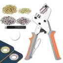 Grommet Tool Kit with 200 Sets 3/8 Inch 10mm Grommets, Heavy Duty Grommet Kit, Grommets Pucher with Hole Punch and Eyelets, Eyelet Pliers Kit for Tarp, Fabric, Banner, Canvas, Leather