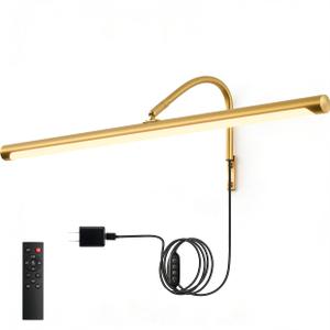 ZitoStory Plug in Picture Light for Wall, Modern Dimmable Picture Frame Lights with Remote LED Wall Art Lights for Paintings Gallery Dartboard (Gold, 24 inch)