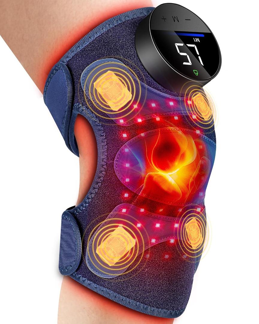 Upgraded 2.0 Red Light Therapy Knee Brace - Knee Massager with 4 Vibration Areas, Cordless Controller, Near Infrared Red Light Therapy Heated Device for Knee Elbow Shoulder
