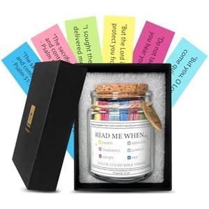 Bible Verse Jar, Read Me When Bible Verses Prayer Jar with Scriptures for Spiritual Encouragement - Inspirational Christian Religious Gifts for Women Men Birthdays Father's Day Gift