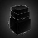 Bucherry 6 Pcs Acrylic Display Risers - Nesting Cubes 5 Sided with Hollow Bottoms Display Stand Shelf for Cosmetics Food Collectibles Jewelry Figures Show (Black)