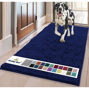 Muddy Mat® | Super Absorbent Door Mat Indoor, Microfiber Quick Dry Chenille Entryway Rug, Non-Slip Front Door Mat, Indoor Mats for Entryway, Machine Washable Pet Rug, Navy Blue Runner 24"X60", Navy Blue