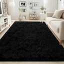ISEAU Ultra Soft Fluffy Rug for Bedroom, 3 x 5 Feet Shaggy Area Rugs for Living Room Fuzzy Carpet Comfy Nursery Mat Bedside Carpets for Kids Boys Room Home Decor, Black