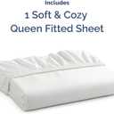 Queen Fitted Bed Sheet - Bottom Single Fitted Sheet Only - Ultra-Soft Hotel Luxury Bedding w/ 8-16 Inch Deep Pockets - Breathable, Cooling & Wrinkle Free - Easy-Care, Fade & Shrink Resistant - White