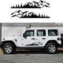 (2pcs) Mountain Tree Forest Graphic Car Sticker Waterproof Sunscreen Decorative Side Door Vinyl Decal Accessories for Pickup Truck SUV Off-Road RV Camper Transporter (Gloss Black)