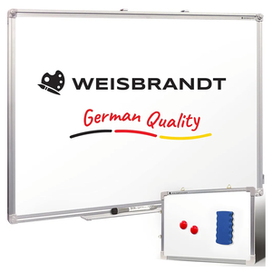 WEISBRANDT Ultra-Versatile Magnetic White Dry Erase Board Set 2/1, 36”x24” and 12” x 8” Magnetic Whiteboard, Aluminum Frame, Flexible Mount, for School, Office, Home