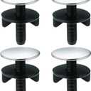 WILLBOND 4 Pieces Kitchen Sink Hole Cover Faucet Cap Kitchen Sink Tap Hole Plate Stopper Cover Blanking Metal Plug(Black,Stainless Steel)