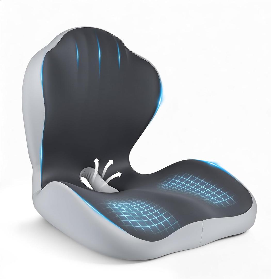 Ergonomic Seat Cushion for Office Chairs Lumbar Support Pillow, Gray | Hemorrhoid Hollow Cutout, Sciatica Tailbone Pain Relief, Lower Back Relief, Weight Distribution, for Car Truck Wheelchairs