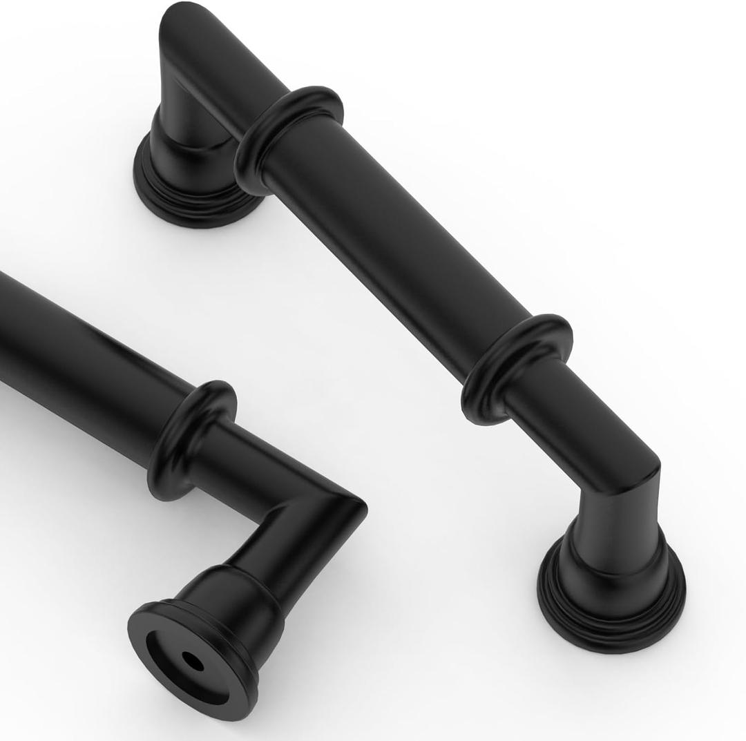 Asidrama 10 Pack 3 Inch(76mm) Matte Black Kitchen Cabinet Handles, Cabinet Pulls Kitchen Cabinet Hardware for Cupboard Drawer Pulls 2281 (3" Hole Center)