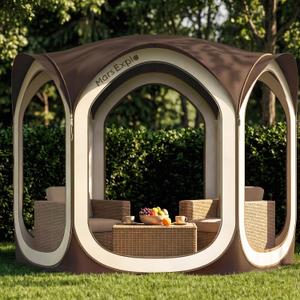 Screen Pop Up House Room Tent, Canopy Sun Shade Shelter for Patio, Backyard, Deck & Outdoor Activities, Portable Gazebo, Not Waterproof, 10'x10', Brown