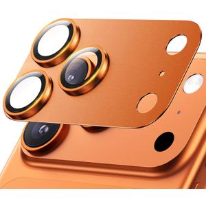 Hoerrye for iPhone 17 Pro Max Camera Lens Protector -12FT Shatterproof Military Grade Strong Adsorption 9H+ Tempered Glass Camera Screen Full Protective Cover Case Friendly,Cosmic Orange