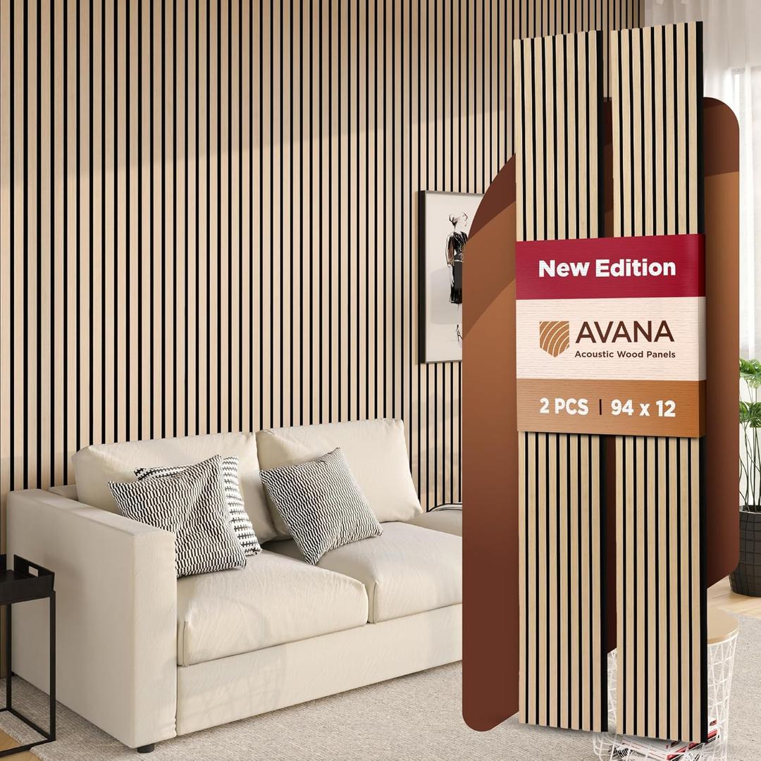 Avana Acoustic Wood Wall Panels  94.4 x 12.6 Inch White Oak Acoustic Panels 2 PCs  Wall Panels For Interior Wall Decor for Homes, Offices, Studios  Pleasing Design Wood Panels For Wall