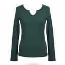 VICHYIE Womens Tops V Neck Long Sleeve Casual Slim Fitted Tshirt S