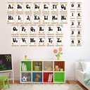 3 x 36Pcs Retro Classroom Alphabet Number Bulletin Board Set, Groovy ABC Alphabet Card and 0-9 Number Posters Decor with Glue Point for Preschool Kindergarten Classroom and Teachers Wall Decorations