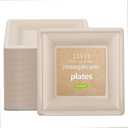 LIYH 200 Pack 6 Inch Compostable Sugarcane Square Small Paper Plates – Biodegradable Dessert & Cocktail Plates Disposable, Made of Sugar Cane Fibers Brown